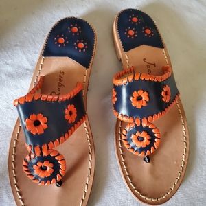 Jack Rogers Auburn Sandals Navy and Orange Size 7.  Like new